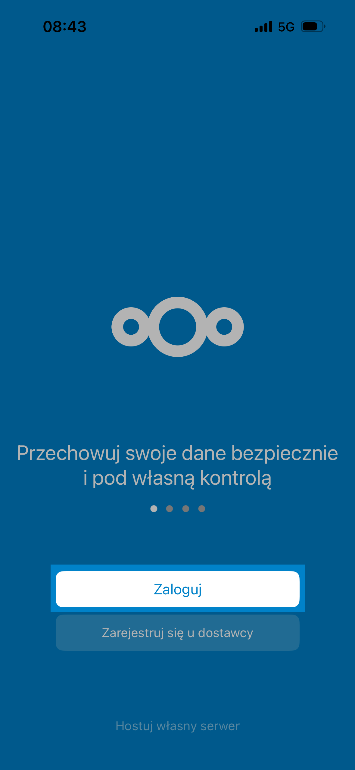 Nextcloud – ekran startowy